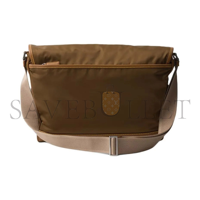 Pra*a large re-nylon and suede shoulder bag 2vd052 (30*27.5*14.5cm)